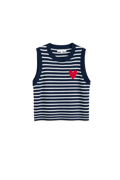 SAMPLE SALE - NO REFUNDS Navy-Cream Merino Heart Breton Tank