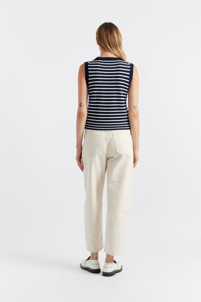 SAMPLE SALE - NO REFUNDS Navy-Cream Merino Heart Breton Tank