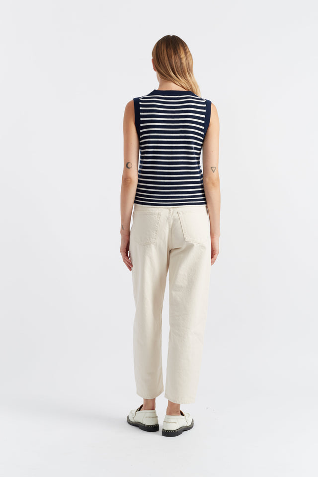 Navy-Cream Merino Heart Breton Tank image 2