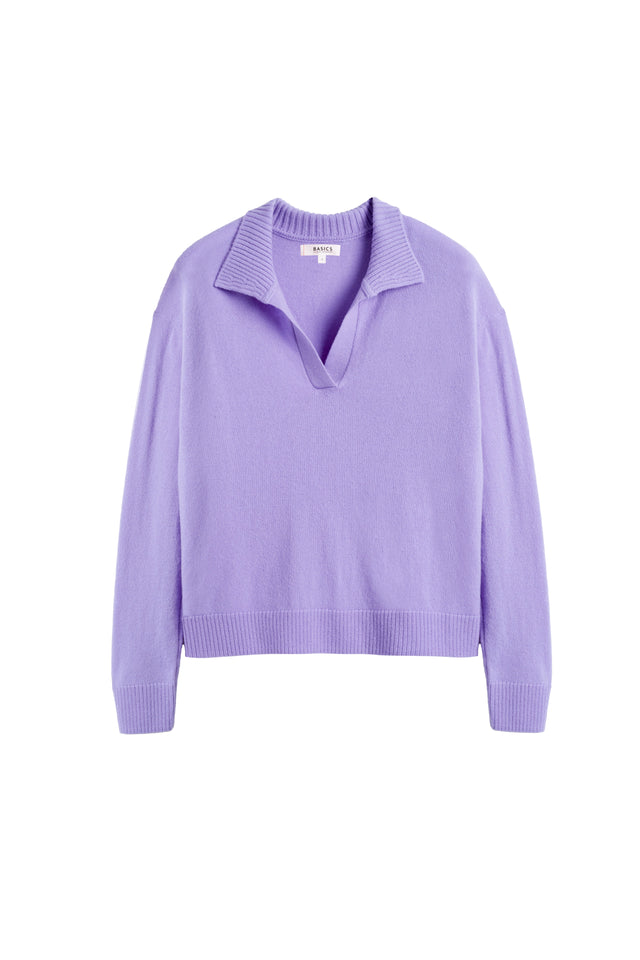 Lavender Wool-Cashmere Collared Sweater image 4