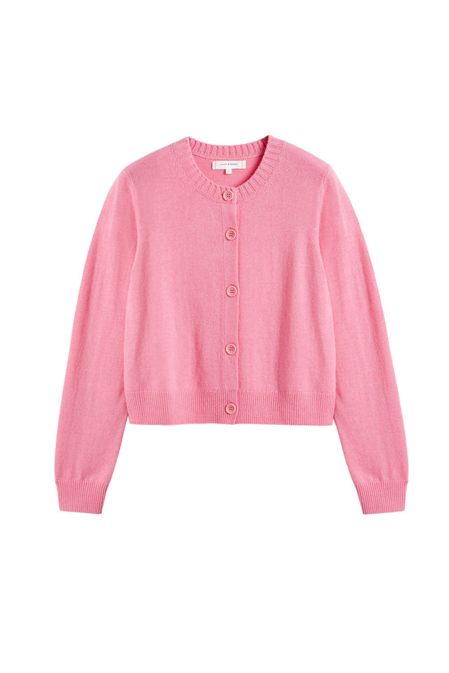Pink Wool-Cashmere Crew Neck Cardigan image 4