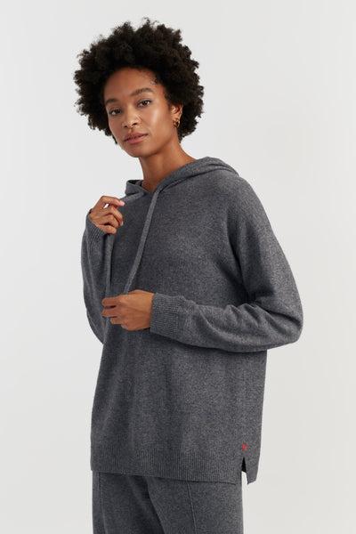 Grey Wool-Cashmere Relaxed Hoodie