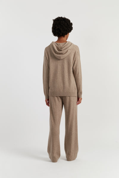Warm-Oatmeal Wool-Cashmere Relaxed Hoodie