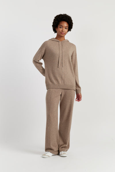 Warm-Oatmeal Wool-Cashmere Relaxed Hoodie