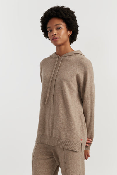 Warm-Oatmeal Wool-Cashmere Relaxed Hoodie