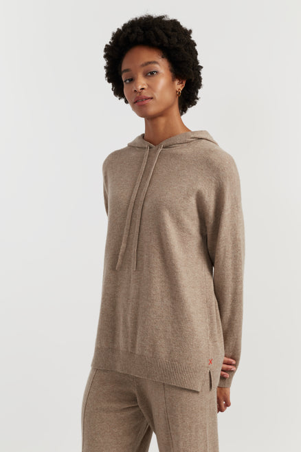 Warm-Oatmeal Wool-Cashmere Relaxed Hoodie