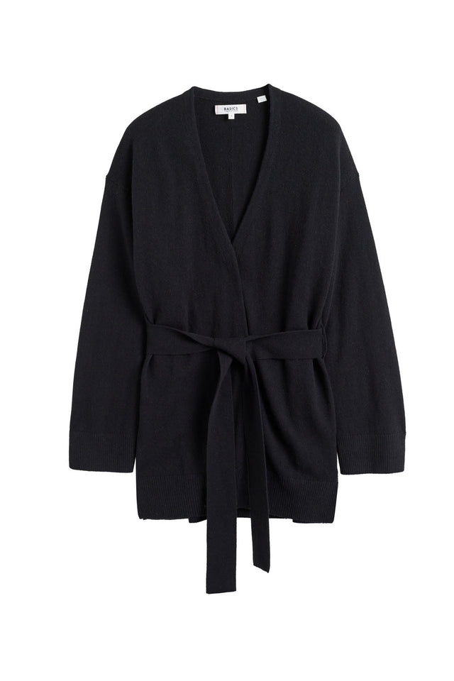 Black Wool-Cashmere Wrap Cardigan image 3