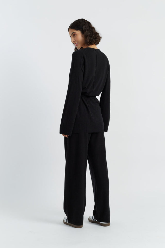Black Wool-Cashmere Wrap Cardigan image 2