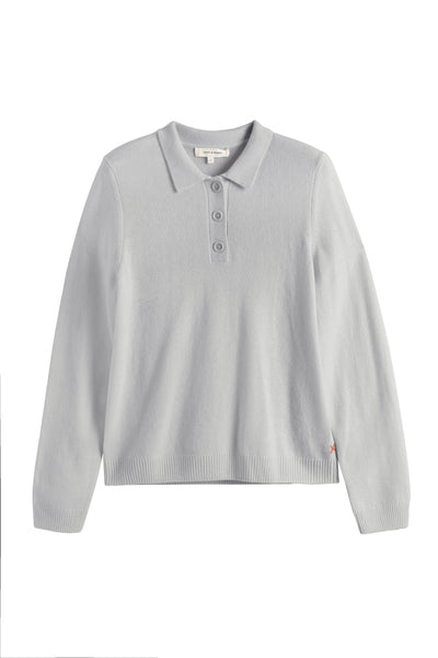Light-Grey Wool-Cashmere Polo Sweater