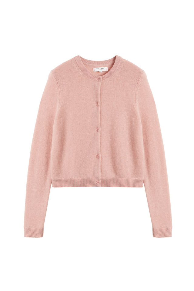 Clay-Pink Cloud Cashmere Cropped Cardigan image 4
