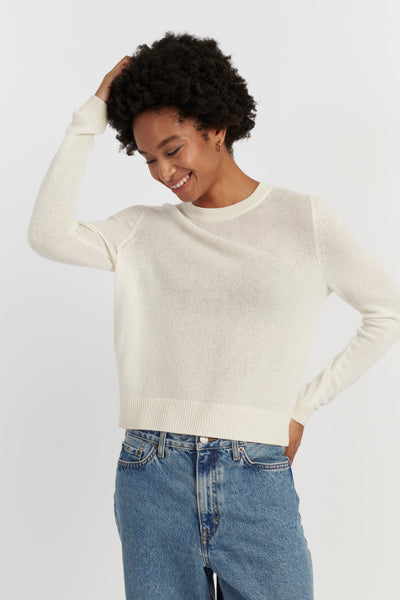 Cream Cloud Cashmere Cropped Sweater