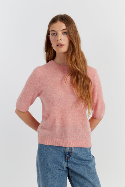 Pink-Marl Cloud Cashmere T-shirt