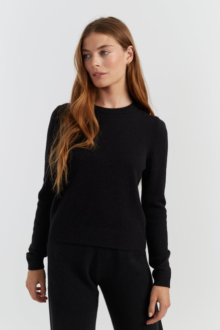 Black Cloud Cashmere Cropped Sweater