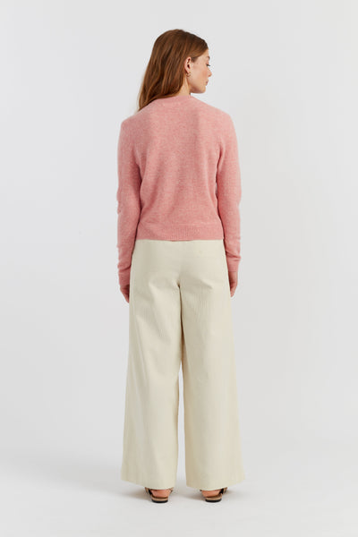 Pink-Marl Cloud Cashmere Cropped Sweater