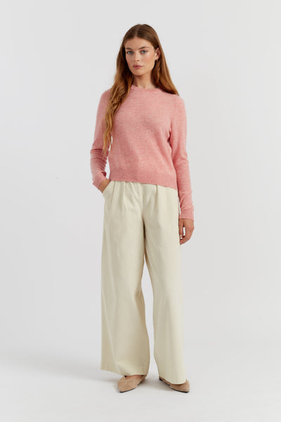 Pink-Marl Cloud Cashmere Cropped Sweater