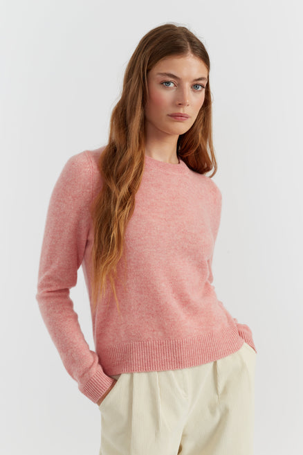 Pink-Marl Cloud Cashmere Cropped Sweater