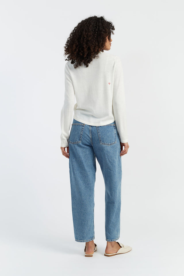 Cream Merino Heart Breton Sweater image 2