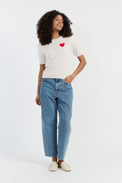SAMPLE SALE - NO REFUNDS Cream Merino Heart Breton T-shirt