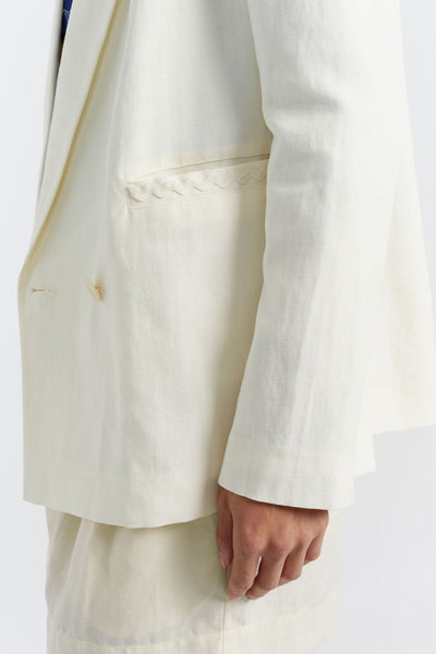 SAMPLE SALE - NO REFUNDS Cream Tencel-Linen Blazer