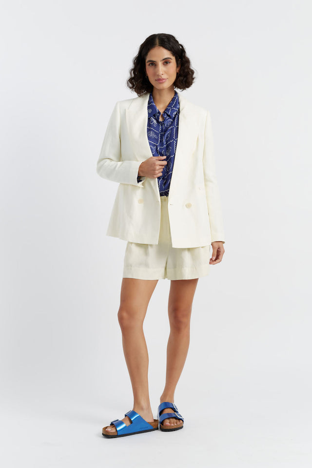 Cream Tencel-Linen Blazer image 6