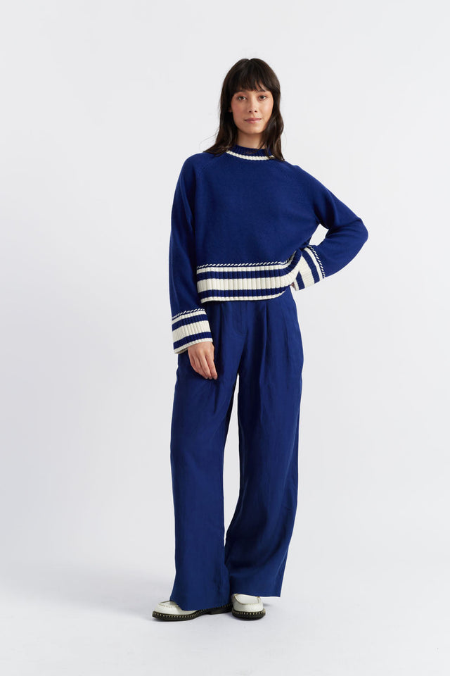 Blue Wool-Cashmere Guernsey Sweater image 4