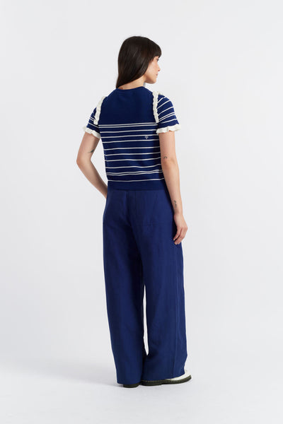 SAMPLE SALE - NO REFUNDS Blue Merino Nautical Top