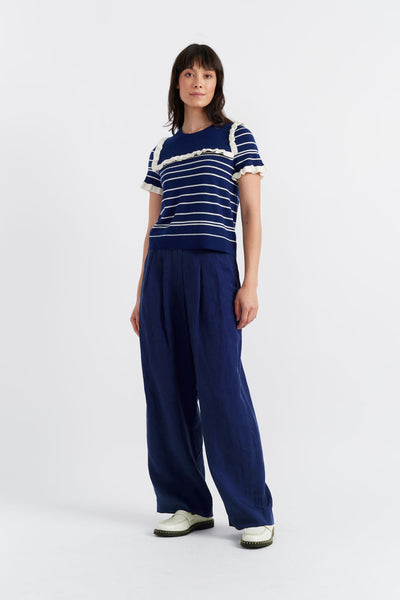 SAMPLE SALE - NO REFUNDS Blue Merino Nautical Top