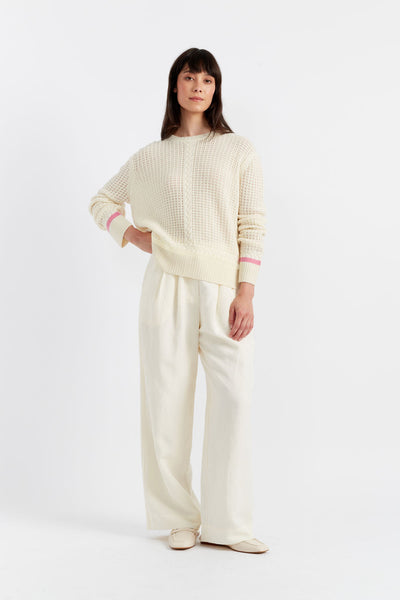 SAMPLE SALE - NO REFUNDS Cream Wool-Cashmere Penzance Sweater