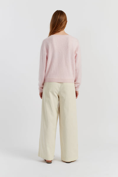 Peachy-Pink Brushed Pure Cashmere Sweater
