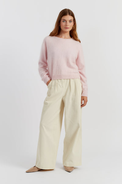 Peachy-Pink Brushed Pure Cashmere Sweater