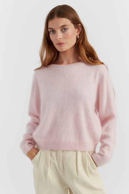 Peachy-Pink Brushed Pure Cashmere Sweater
