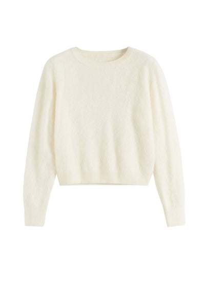 Cream Brushed Pure Cashmere Sweater