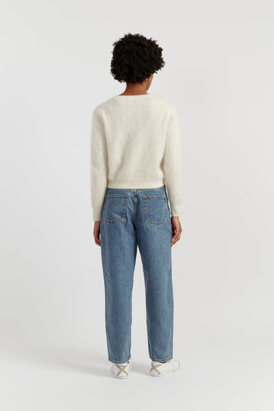 Cream Brushed Pure Cashmere Sweater