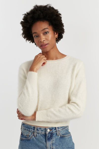 Cream Brushed Pure Cashmere Sweater