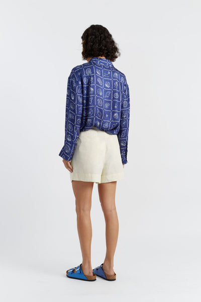 SAMPLE SALE - NO REFUNDS Cream Tencel-Linen Shorts