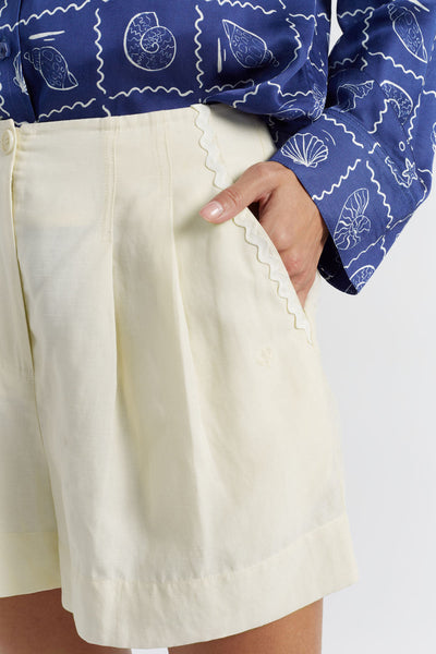 SAMPLE SALE - NO REFUNDS Cream Tencel-Linen Shorts