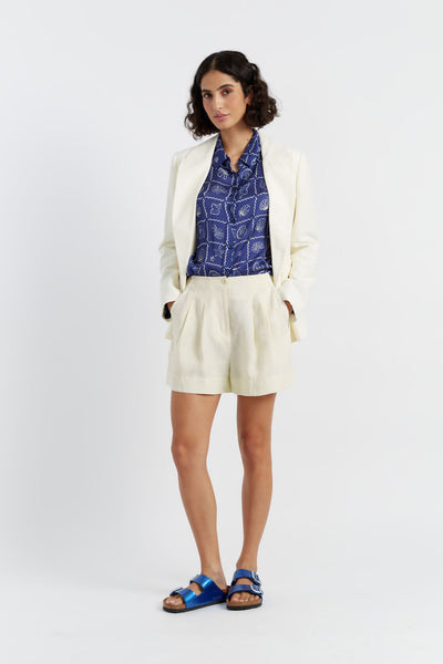 SAMPLE SALE - NO REFUNDS Cream Tencel-Linen Shorts