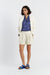 Cream Tencel-Linen Shorts