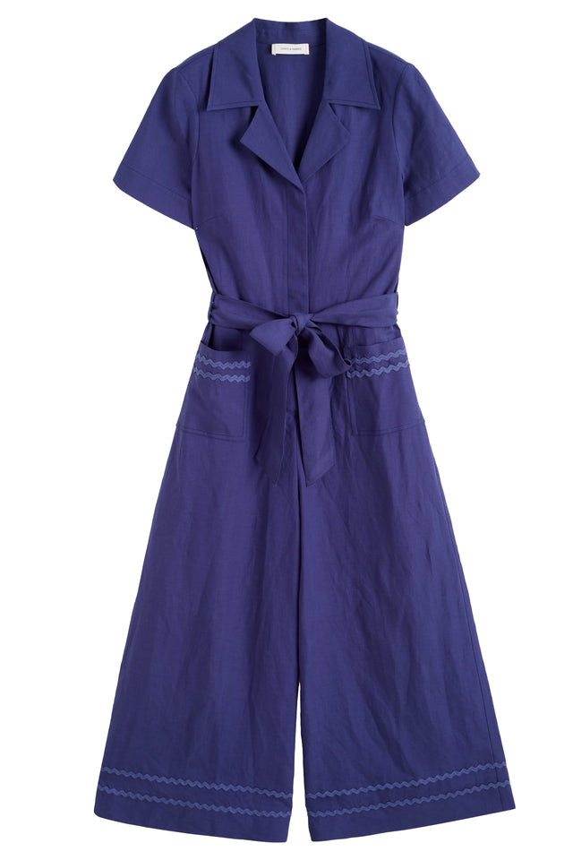 Blue Tencel-Linen La Mer Jumpsuit image 5