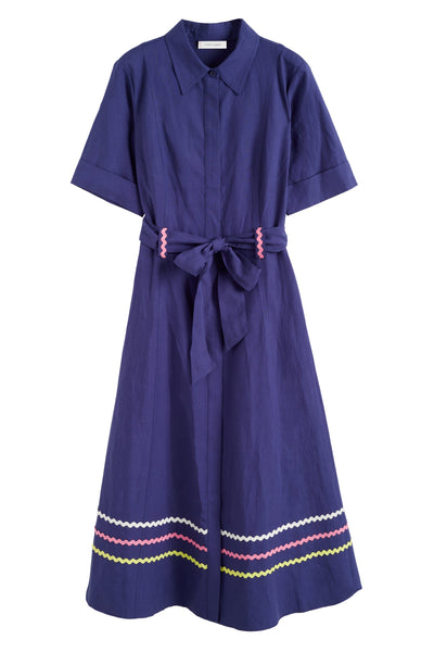 SAMPLE SALE - NO REFUNDS Blue Tencel-Linen Starboard Dress