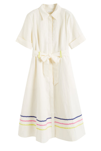 SAMPLE SALE - NO REFUNDS Cream Tencel-Linen Starboard Dress