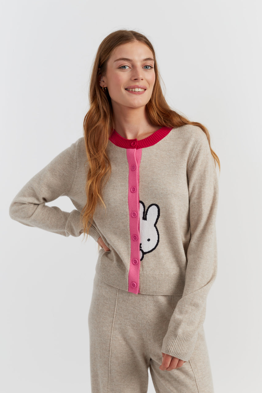 Soft-Oat Wool-Cashmere Miffy Peek Placket Sweater - Chinti