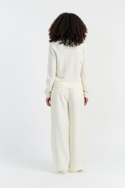 Cream Wool-Cashmere Snoopy Cardigan