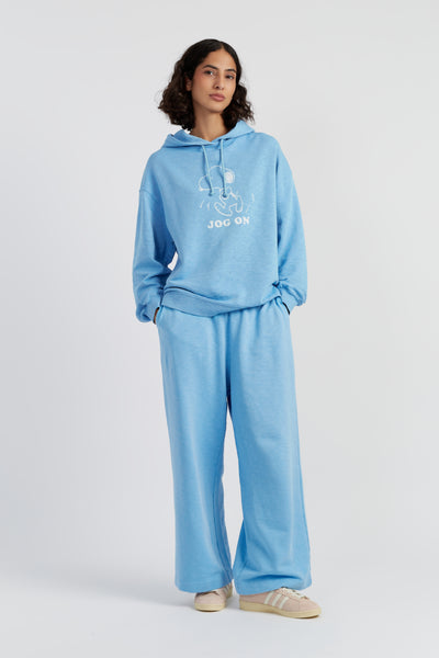Sky-Blue Cotton Snoopy Sweatpants