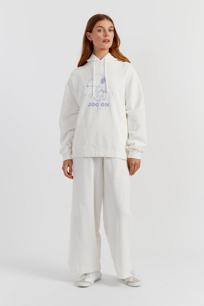 Cream Cotton Jog On Snoopy Hoodie