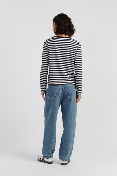 Navy Cotton Snoopy Varsity Long Sleeve T-shirt