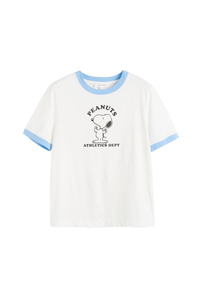 Cream Cotton Snoopy Athletics T-shirt