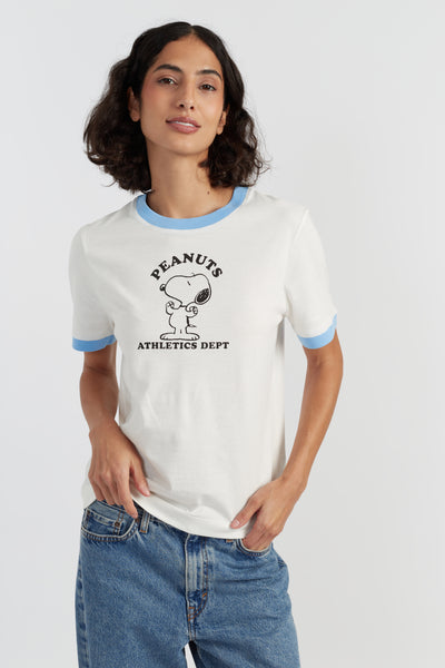Cream Cotton Snoopy Athletics T-shirt