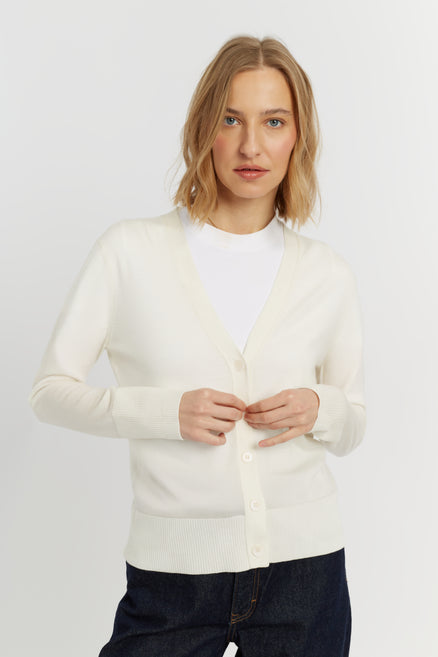 Cream Pure Merino Cardigan