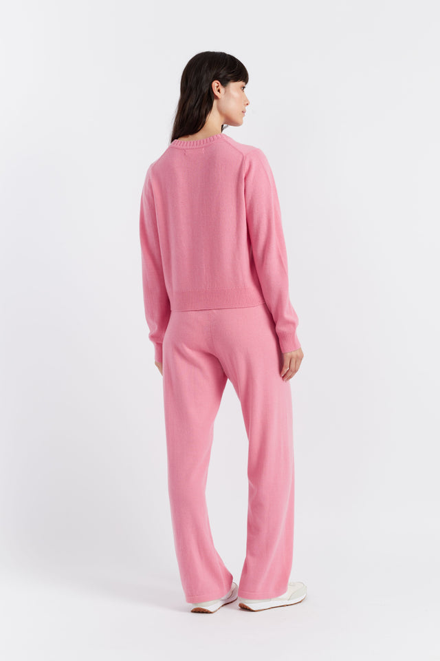 Pink Wool-Cashmere Crew Neck Cardigan image 2